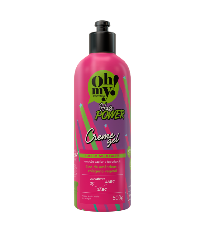 Creme em Gel Cachos Modelados Hair Power 500g - Oh My Cosmetics Creme em Gel Cachos Modelados Hair Power 500g - Oh My Cosmetics
